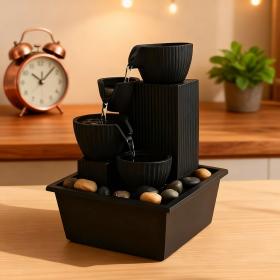 Fontaine à eau cascade avec éclairage LED pour décoration intérieure et ambiance V5.نافورة مياه شلالية صغيرة بإضاءة LED