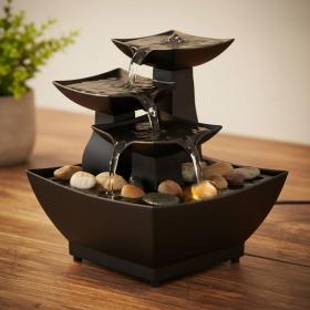 Fontaine à eau cascade avec éclairage LED pour décoration intérieure et ambiance V4.جمال وهدوء المنزل مع نافورة المياه LED الصغيرة