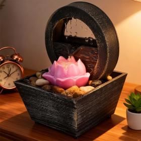 Fontaine à eau cascade avec éclairage LED pour décoration intérieure et ambiance V3.نافورة مياه صغيرة بإضاءة LED 